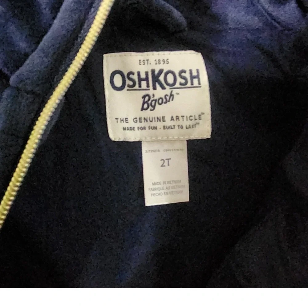 OshKosh B'Gosh Girls‎ Blue Faux Fur Puffer Vest Gold Zipper Pockets 2T